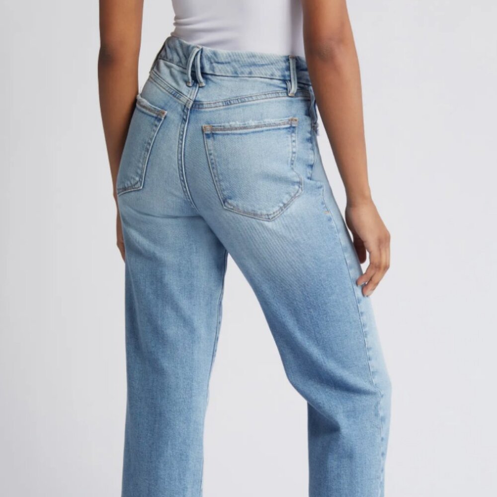 Good American Good Boy Distressed High Waist Crop Jeans (Indigo352) Size 12